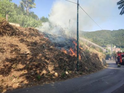 Incendio sterpaglie frazione Dupino.