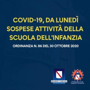 COVID-19, ORDINANZA N. 86: SCUOLA DELL'INFANZIA, DA LUNED&Igrave; SOSPESE ATTIVIT&Agrave;