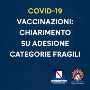 COVID-19, VACCINAZIONI: CHIARIMENTO SU ADESIONE CATEGORIE FRAGILI