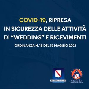 COVID-19, ORDINANZA SU PROTOCOLLO "WEDDING" CONDIVISO CON LE CATEGORIE