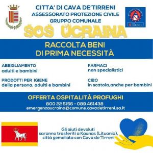 Le citt&agrave; di CAVA DE'TIRRENI e KAUNAS unite per l'UCRAINA.