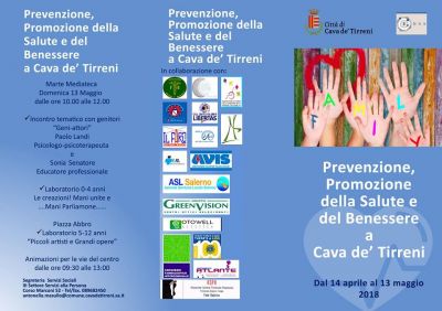 Prevenzione e promozione del benessere e della salute a Cava de'Tirreni.- Start sabato 14 aprile.