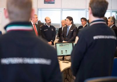 Visita del Presidente del Consiglio alla Protezione Civile.