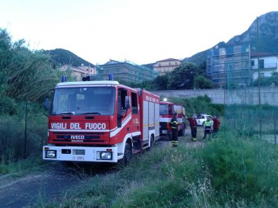 Incendio all'ex velodromo - Intervento della Protezione Civile e VVF.